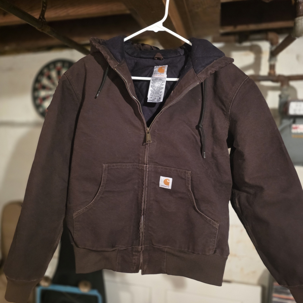 Vintage Womens Carhartt Brown Hooded Work Jacket WJ130